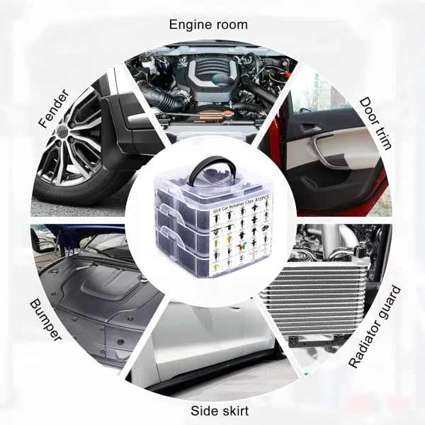 C0874 860Pcs Car Push Retainer Clips Assortment  Popular Sizes and Fasteners Remover for Toyota GM Ford Honda Chevy
