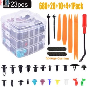 C0011 723Pcs Car Auto Plastic Retainer Clips Plastic Rivets Screw Panel Push Fastener and Car Door Clips Kit
