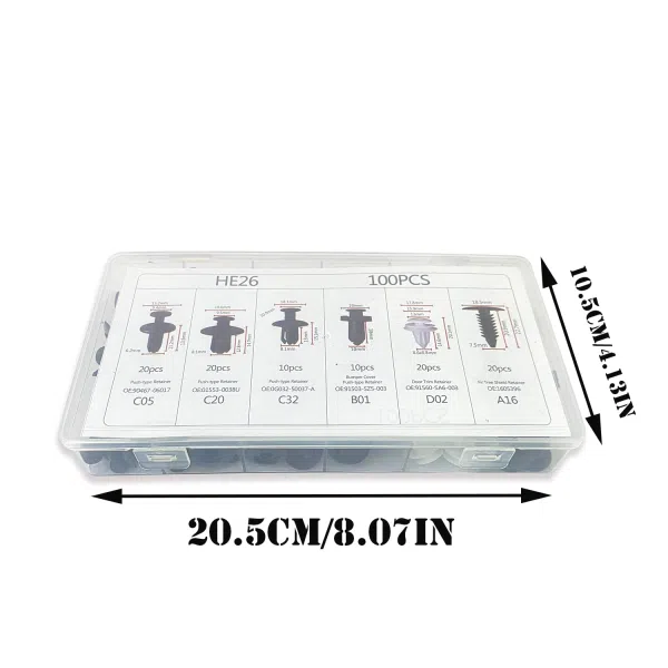 C0013 100Pcs Mixed Car Auto Fastener Clip Body Push Retainer Car Clips Plastic Rivet Bumper Door Trim Panel Fastener Kit