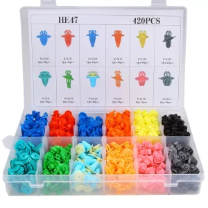 C0298 420Pcs Car Clips Body Plastic Push Retainer Pin Clips Fender Bumper Fastener Rivet Screwdriver Bumper Clips