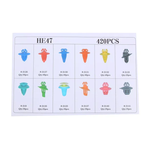 C0298 420Pcs Car Clips Body Plastic Push Retainer Pin Clips Fender Bumper Fastener Rivet Screwdriver Bumper Clips