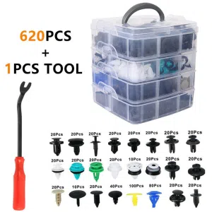 C0311 620Pcs Car Push Retainer Clips &Auto Fasteners Remover Assortment Car Body Fixed Clip Bumpers Plastic Pin Rivets Set