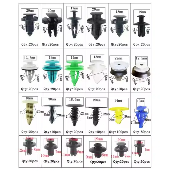 C0311 620Pcs Car Push Retainer Clips &Auto Fasteners Remover Assortment Car Body Fixed Clip Bumpers Plastic Pin Rivets Set