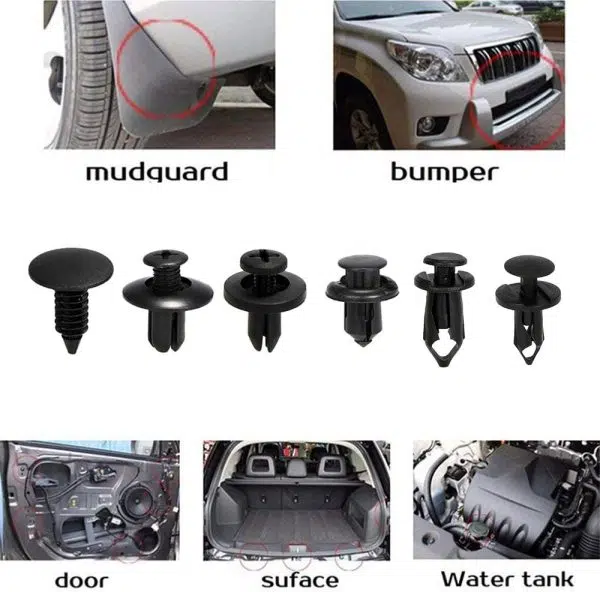 C0314 190Pcs Car Clips Body Bumper Fastener Plastic Clips Rivets Panel Fender Push Retainer Universal
