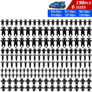 C0314 190Pcs Car Clips Body Bumper Fastener Plastic Clips Rivets Panel Fender Push Retainer Universal