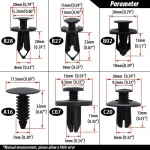 C0314 190Pcs Car Clips Body Bumper Fastener Plastic Clips Rivets Panel Fender Push Retainer Universal