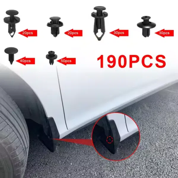 C0314 190Pcs Car Clips Body Bumper Fastener Plastic Clips Rivets Panel Fender Push Retainer Universal