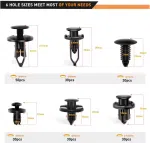 C0333 200Pcs Universal Plastic Fender Clips, Push Bumper Fastener Rivet Clips with 6 Size  Body Retainer  Bumpers Clips