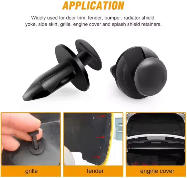 C0333 200Pcs Universal Plastic Fender Clips, Push Bumper Fastener Rivet Clips with 6 Size  Body Retainer  Bumpers Clips