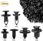 C0333 200Pcs Universal Plastic Fender Clips, Push Bumper Fastener Rivet Clips with 6 Size  Body Retainer  Bumpers Clips