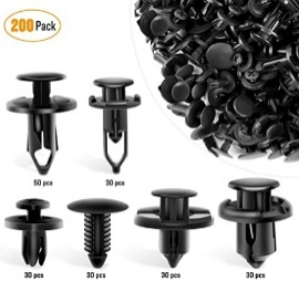 C0333 200Pcs Universal Plastic Fender Clips, Push Bumper Fastener Rivet Clips with 6 Size  Body Retainer  Bumpers Clips