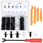C0352 155 Pcs Car Retainer Clips Kit Universal Car Bumper Fasteners Plastic Car Door Trim Panel Clips Body Push Rivet