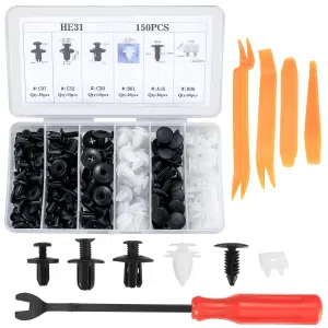 C0352 155 Pcs Car Retainer Clips Kit Universal Car Bumper Fasteners Plastic Car Door Trim Panel Clips Body Push Rivet