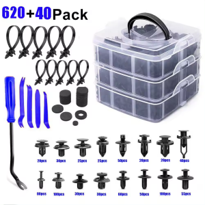 C0428 660Pcs Auto Fastener & Clip Push Trim Clips Pin Rivet Bumper KitScrewdriver with Removal Tool