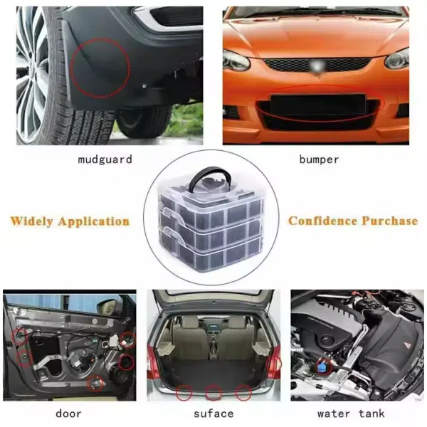 C0428 660Pcs Auto Fastener & Clip Push Trim Clips Pin Rivet Bumper KitScrewdriver with Removal Tool