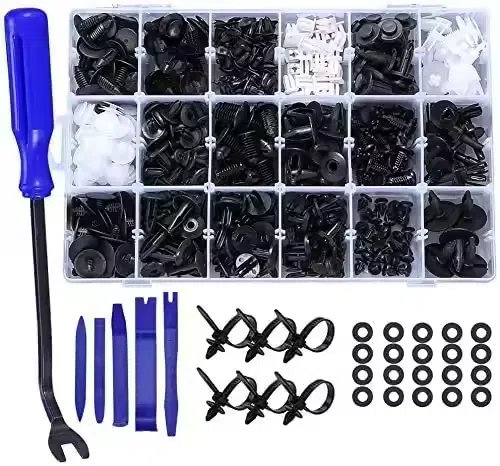 C0530 447Pcs Auto Body Fastener Rivet Clip Kit Car Clips Set With Push Retainer Clips Fastener Remover Auto Trim Removal Tool