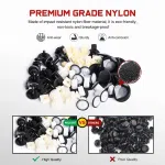 C0598 166Pcs Automotive Retaining Clips Screw Washers 12 Most Popular Size and Applications for GM Toyota, Honda and Nissan