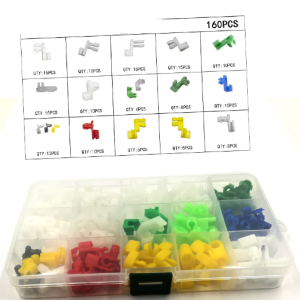 C0673 160Pcs Auto Universal Plastic Door Round Head Lock Rod Clip Side Fasteners Retainers Car Wire Clips  Accessories Clips
