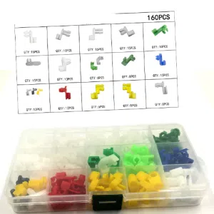 C0673 160Pcs Auto Universal Plastic Door Round Head Lock Rod Clip Side Fasteners Retainers Car Wire Clips  Accessories Clips