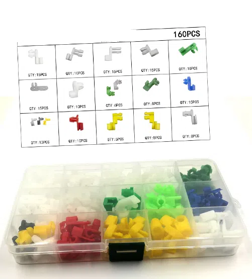 C0673 160Pcs Auto Universal Plastic Door Round Head Lock Rod Clip Side Fasteners Retainers Car Wire Clips  Accessories Clips