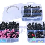 C0724 725Pcs Car Push Retainer Clips & Auto Fasteners -23 Sizes Nylon Bumper Fender Rivets with Cable Ties Fasteners Remover