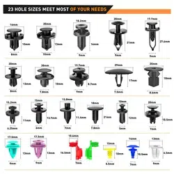 C0724 725Pcs Car Push Retainer Clips & Auto Fasteners -23 Sizes Nylon Bumper Fender Rivets with Cable Ties Fasteners Remover
