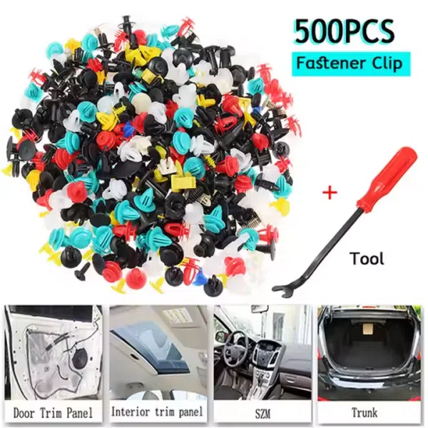 C0773 500Pcs Clips Car Body Plastic Push Pin Rivet Trim Moulding Fastener Screwdriver Kit