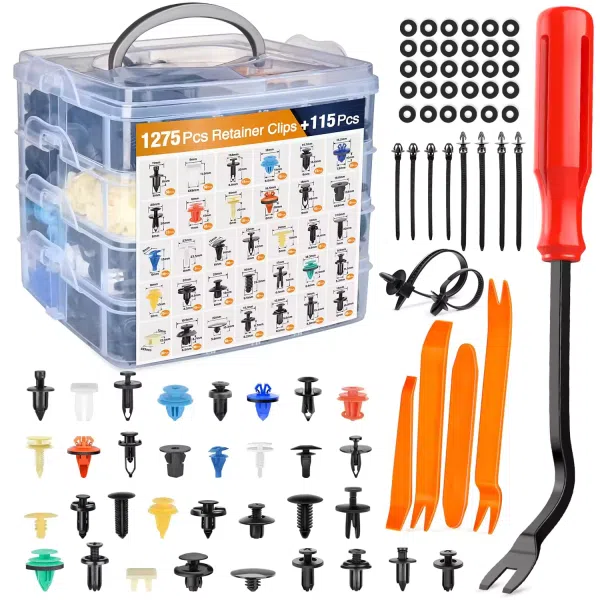 C0975 1390Pcs Car Door Panel Clips & Auto Fasteners Assortment - 26 Sizes Automotive Push Pin Rivets Set Bumper Trim Body Clips