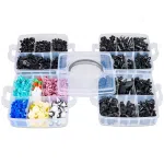 C0976 935Pcs Car Push Retainer Clips & Auto Fasteners Assortment Nylon Bumper Fender Rivets with Cable Ties Fasteners Remover