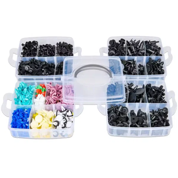 C0976 935Pcs Car Push Retainer Clips & Auto Fasteners Assortment Nylon Bumper Fender Rivets with Cable Ties Fasteners Remover