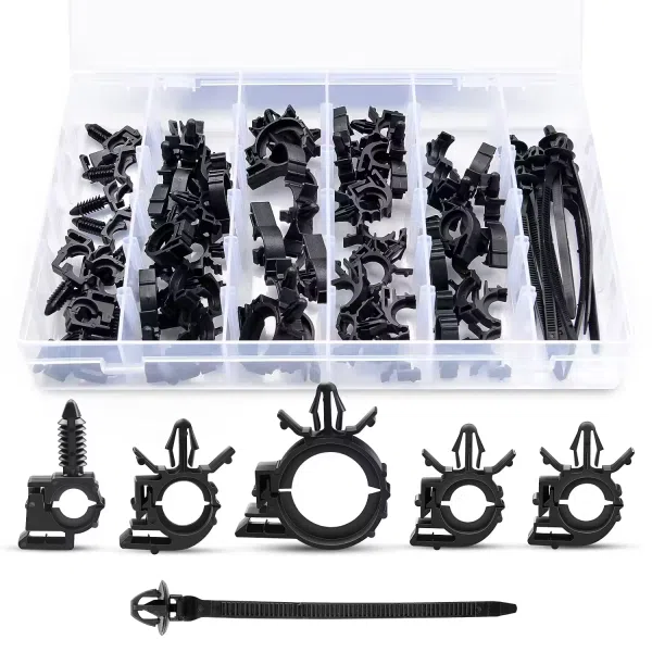 C0990 60Pcs Car Wire Loom Routing Clips Assortment - 6 Different Sizes Universal Wiring Harness Routing Clip Replacement Parts