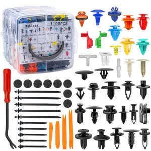 C1079 1215Pcs Bumper Clips Plastic Rivets Fasteners Push Retainer Kit with 33 Sizes Automotive Trim Panel Clips Assortment
