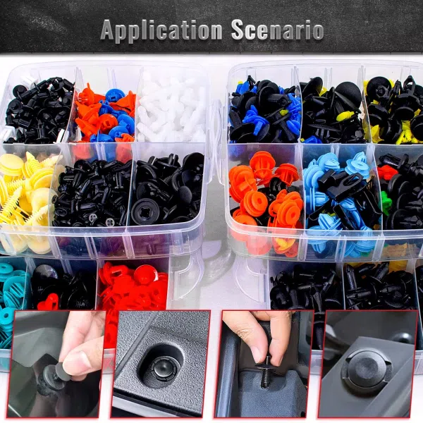 C1079 1215Pcs Bumper Clips Plastic Rivets Fasteners Push Retainer Kit with 33 Sizes Automotive Trim Panel Clips Assortment