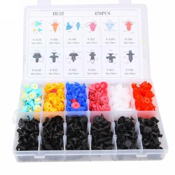 C0014 470Pcs Clips Car Body Plastic Push Pin Fender Bumper Fasteners Rivet Screwdriver