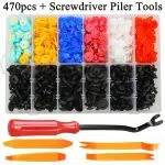 C0014 470Pcs Clips Car Body Plastic Push Pin Fender Bumper Fasteners Rivet Screwdriver