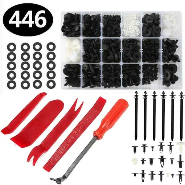 C0136 446Pcs Nylon Car Retainer Clips Auto Fasteners Push Trim Clips Pin Rivet Bumper Kit New Condition Automotive Fasteners
