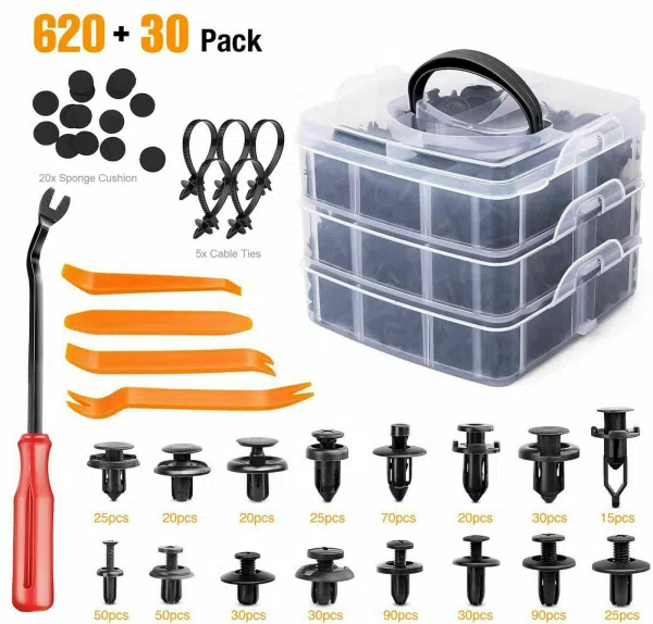 C0336 650Pcs Car Retainer Clips Auto Fasteners  Plastic Push Trim Pin Rivet Bumper Kit USA