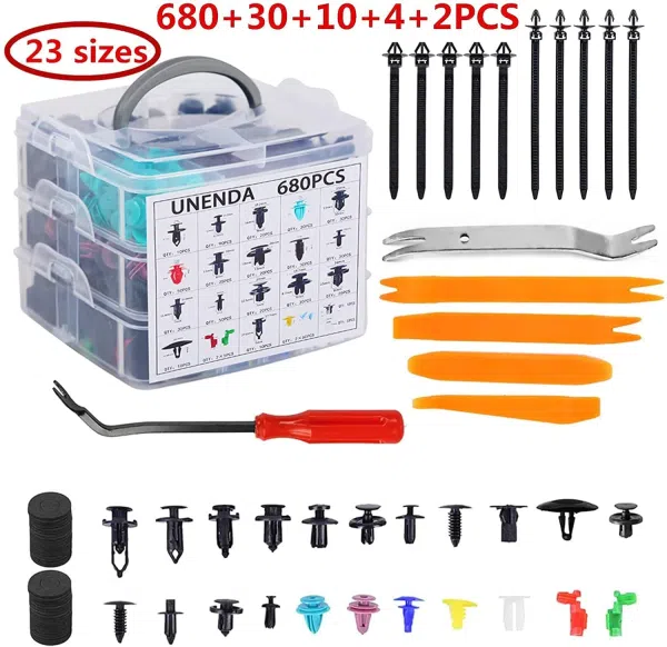 C0329 726Pcs Car Push Plastic Retainer Clips Tailgate Handle Rod Clip with Auto Rivets Fasteners Kit Plastic Push Rivets