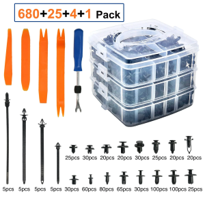 C0306 710Pcs Car Auto Fastener & Clip Push Retainer 16 Sizes Nylon Bumper Push Fasteners Rivet Clips Replacement