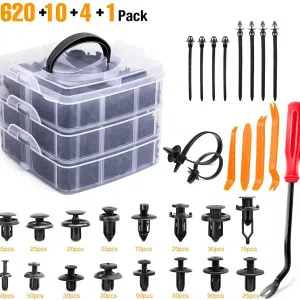 C0730 635Pcs Car Clips Push Retainer Bumper Clips Auto Fastener & Clip 16 Most Popular Size Nylon Bumper Fender Rivets