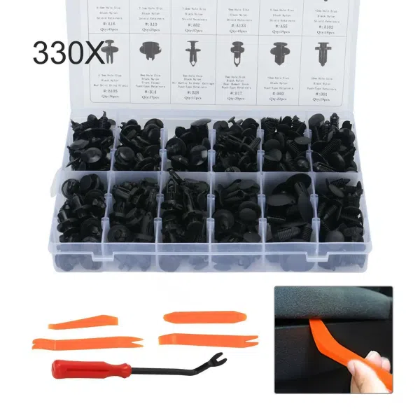 C0604 330Pcs  Car Retainer Clips Auto Fasteners Push Trim Clips Pin Rivet Bumper Kit
