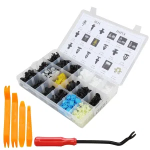 C0601 418Pcs Plastic Push Pin Fasteners New Fender Bumper Rivet Screwdriver for Car Body Automotive Parts