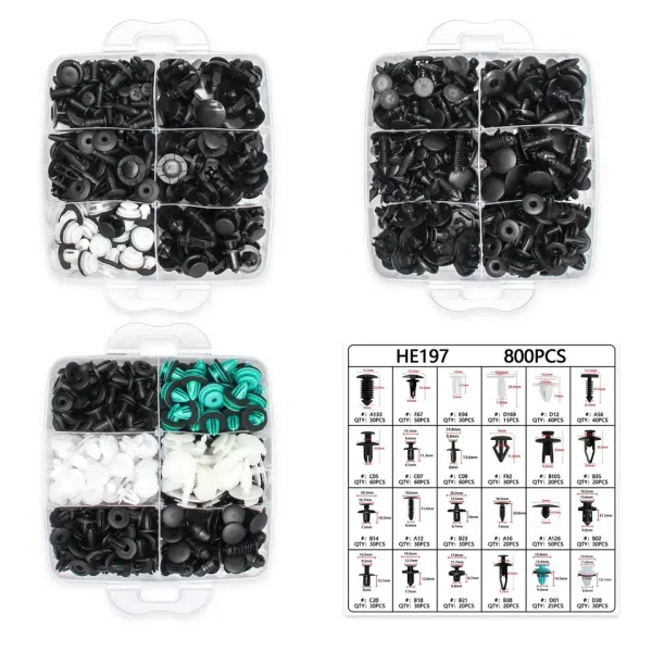 C0370 821Pcs Universal Car Clips Kit Plastic High Quality Car Bumper Fasteners Auto Clips Automotive Push Pin