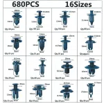 C0306 710Pcs Car Auto Fastener & Clip Push Retainer 16 Sizes Nylon Bumper Push Fasteners Rivet Clips Replacement