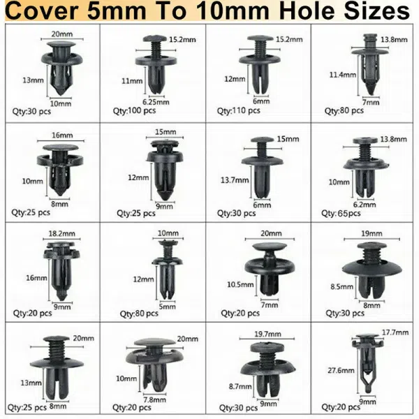 C0427 750Pcs Car Clips Nylon Auto Bumper Fastener Push Retainer Trim Clips Pin Rivet Bumper Clips