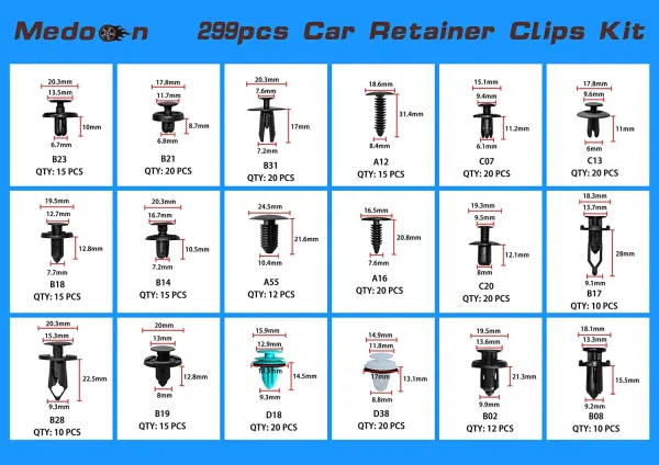 C0340 715Pcs Fastener Remover & 32 Car Door Panel Trim Clips Kit Car Retainer Clips Fasteners Cars Body Kits Plastic Material