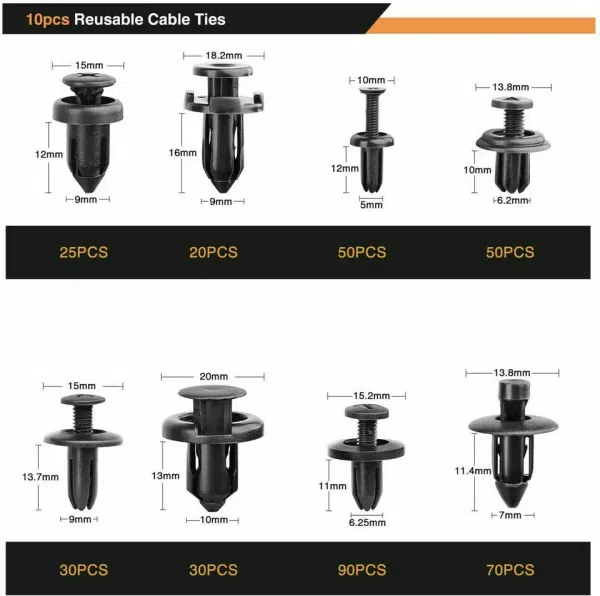 C0336 650Pcs Car Retainer Clips Auto Fasteners  Plastic Push Trim Pin Rivet Bumper Kit USA