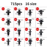 C0710 760Pcs Car Push Retainer Clips -16 Most Popular Sizes Car Door Trim Panel Clips Plastic Push Rivets