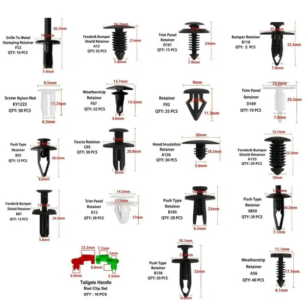 C0600 460 Pcs Car Bodies Inside Fender Bumper Retainer Attachments Clips Plastic Rivets Trim Assortment Kit Screws Panel Closure