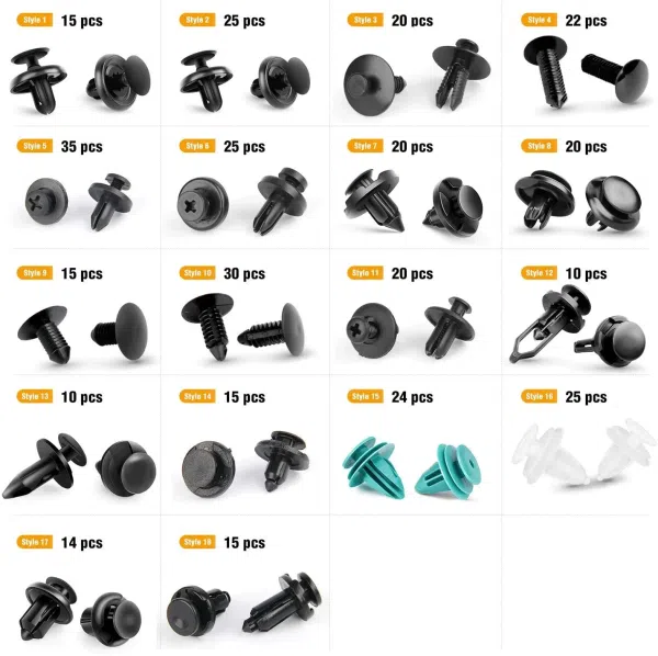 C0602 390pcs GRC-34 Push Bumper Fastener Automotive Fastener Clip Hybrid Body Push Bumper Door Trim Panel Auto Clip